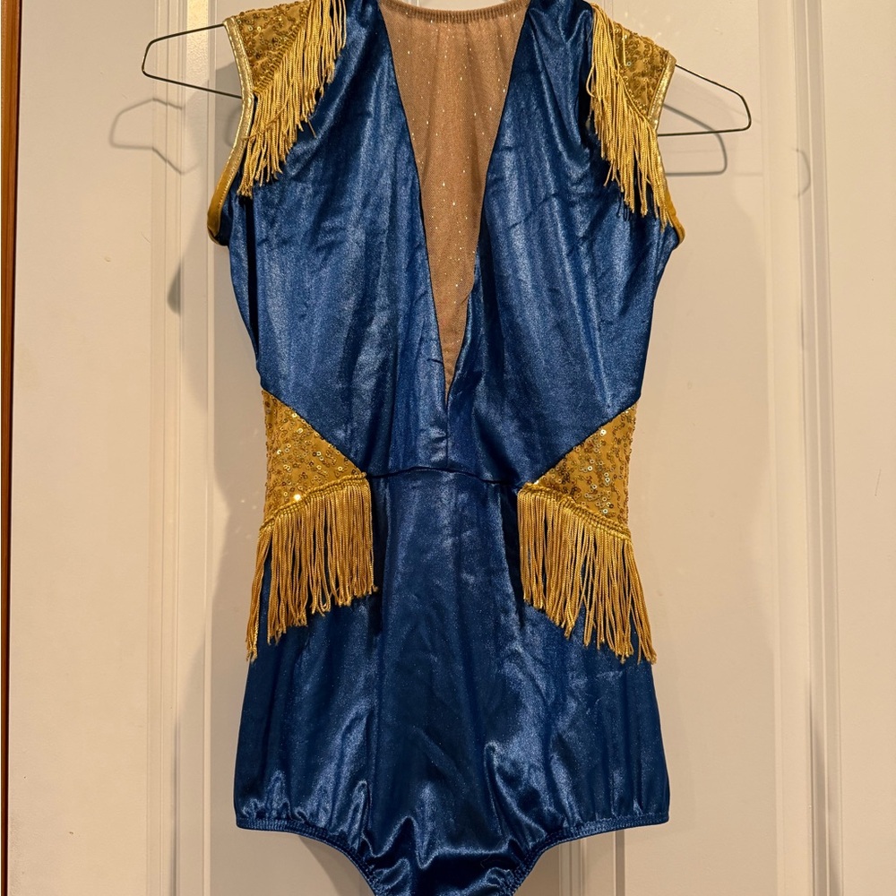 Blue and Gold Fringe Leotard